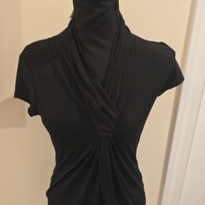 Premise Black Drape Neck Blouse